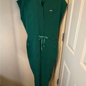 Figs Green Jumpsuit with Drawstring Waist